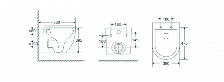 Подвесной унитаз безободковый Terminus Енисей Монолит 560х390 белый Зеленогорск - фото 8