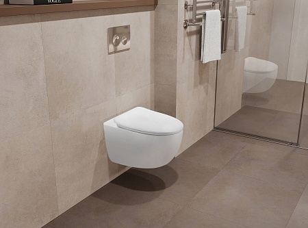 Подвесной унитаз безободковый Terminus Енисей Монолит 560х390 белый Зеленогорск - фото 1