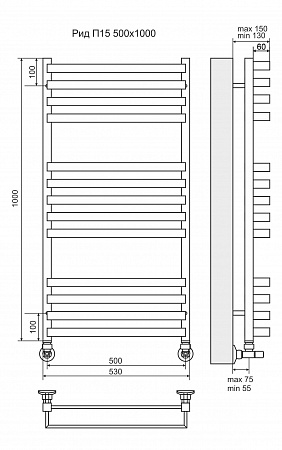 Рид П13 500х1000 Полотенцесушитель  TERMINUS Зеленогорск - фото 3
